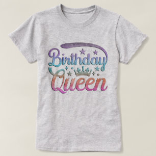 Birthday Queen Pastel Watercolor Ombre Crown T-Shirt