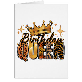 Birthday Queen with Golden Crown Leopard