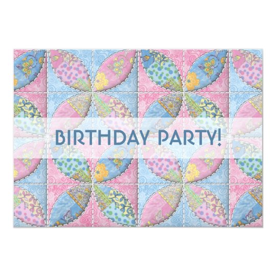 Birthday Quilt in Pastel Blues and Pinks Card