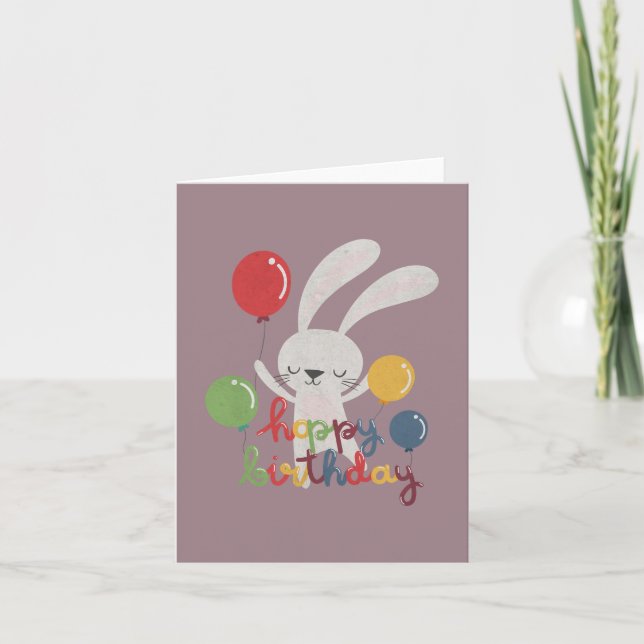 Birthday Rabbit Pun: Hoppy Birthday Card (Front)