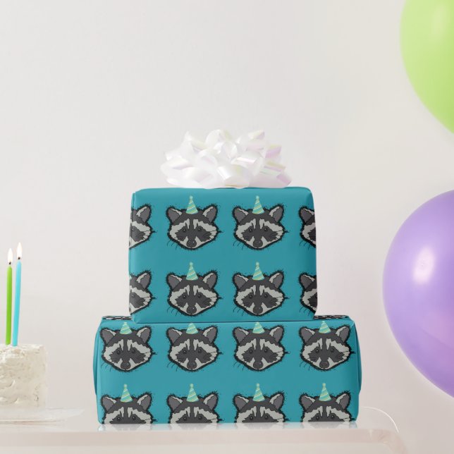 Birthday  Raccoon Wrapping Paper (Party Gifts)