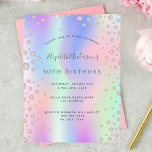 Birthday rainbow rose gold diamond pink invitation postcard<br><div class="desc">A trendy, stylish and glamourous invitation for a woman's 50th (or any age) birthday party. A rainbow coloured background in purple, pink, rose gold and mint green with an elegant faux rose gold diamond sprinkle. The name is written with a grey coloured modern hand lettered style script. Personalize and add...</div>