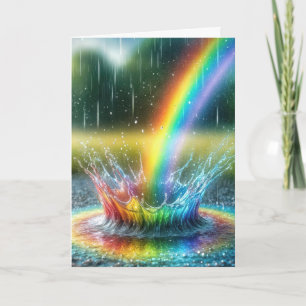Birthday Rainbow Splashing In a Puddle Card