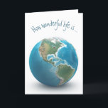 Birthday Red Heart On Planet Earth Card<br><div class="desc">World globe on white with red heart on Canada for birthday.
A red heart can be placed anywhere on the Earth photo.</div>