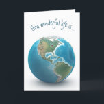 Birthday Red Heart On Planet Earth Card<br><div class="desc">World globe on white with red heart on Canada for birthday.
A red heart can be placed anywhere on the Earth photo.</div>