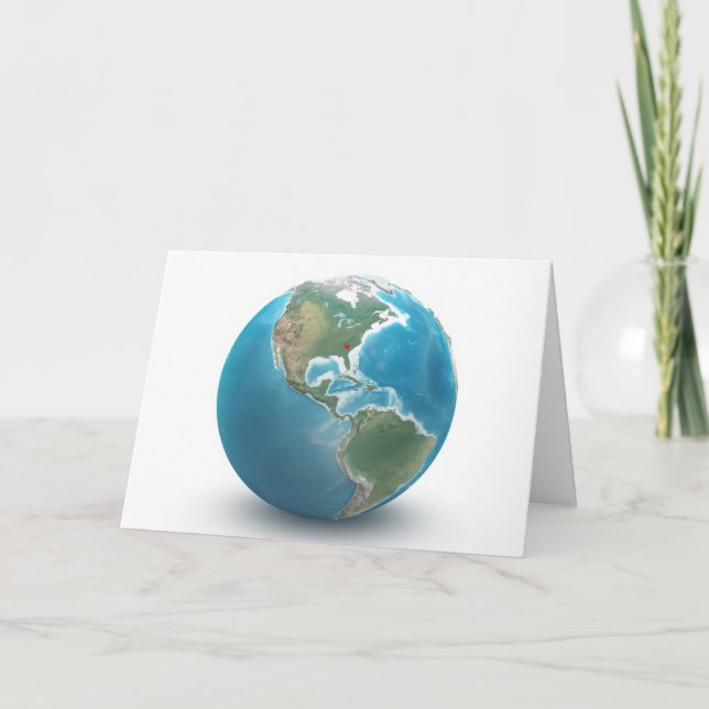 Birthday Red Heart On Planet Earth Card (Front)