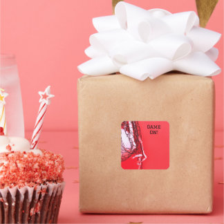 Birthday Red Net & Volleyball Square Sticker