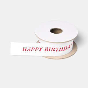 Birthday Red Ribbon with Name Satin Ribbon