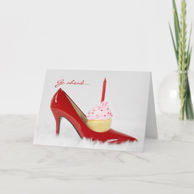 birthday red shoe and cupcake card (Front)