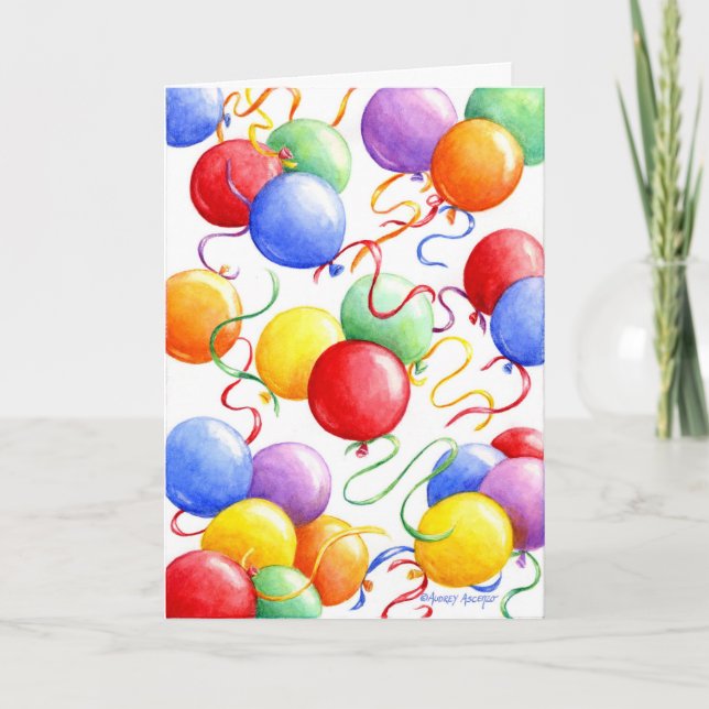 Birthday Religious Colourful Balloons Blessings Card (Front)