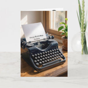 Birthday Retro Typewriter by a Window Card