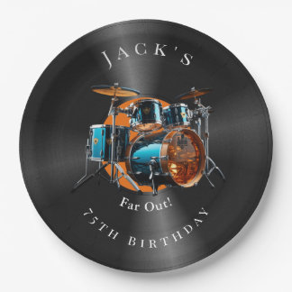 Birthday Retro Vinyl Record Drum Set Rock Music Paper Plate