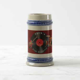 Birthday Retro Vinyl Record Rock Music Guitar Beer Stein