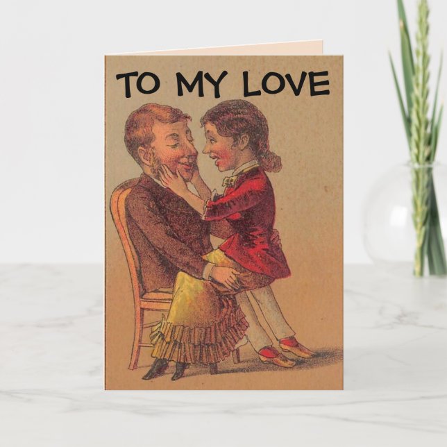 BIRTHDAY RETRO WOMAN SITTING ON MAN'S LAP CARD (Front)