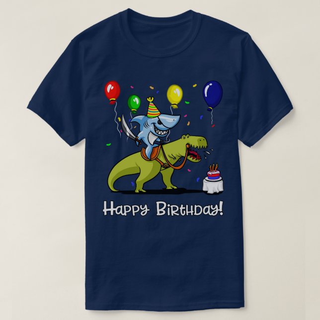 Birthday Riding Dinosaur T-Shirt (Design Front)