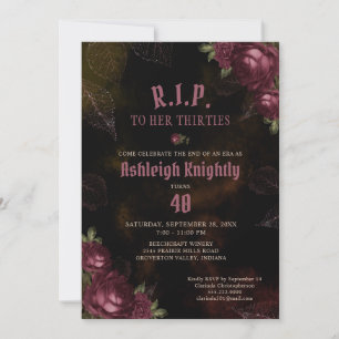 Birthday RIP Decade Dark Gothic Vintage Roses Invitation