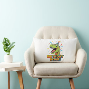 Birthday Roar Cute Dinosaur Birthday Party Design Lumbar Pillow