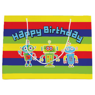 Birthday Robots Large Gift Bag