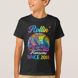 Birthday Roller Skating 8th Girl Rollin Into 8 Ska T-Shirt