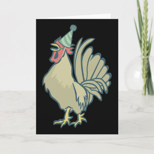 Birthday Rooster , Chicken Birthday Hat Rooster Ki Card