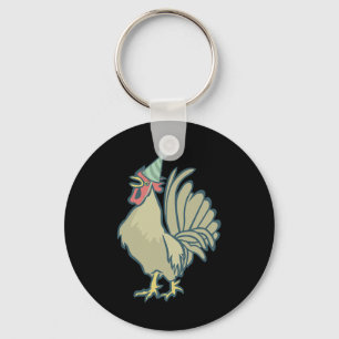 Birthday Rooster , Chicken Birthday Hat Rooster Ki Keychain