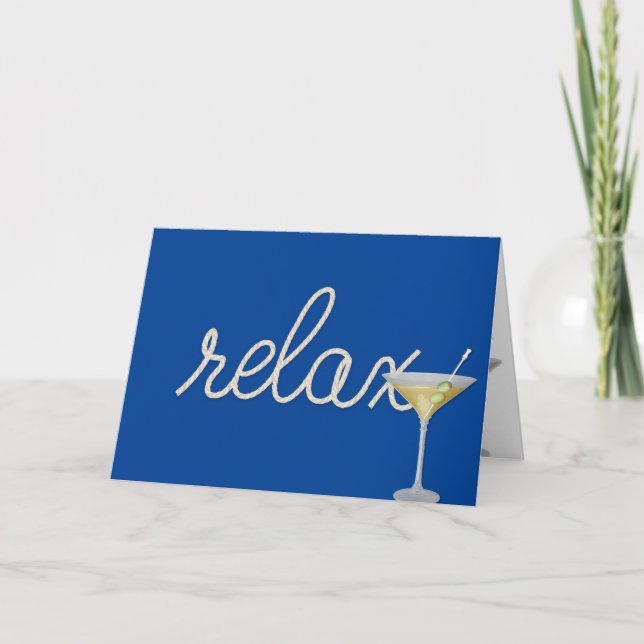 Birthday rope "relax" text with martini glass card (Front)