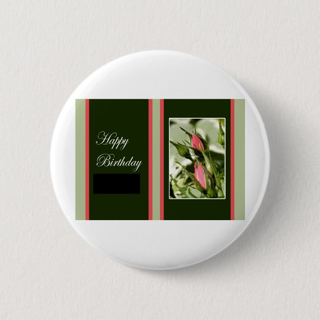 Birthday Rose 2 Inch Round Button (Front)