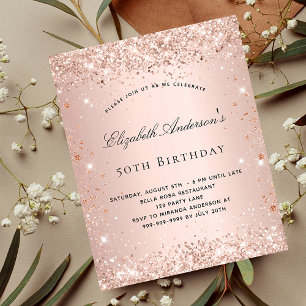 Birthday rose gold blush invitation