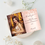 Birthday rose gold blush photo thank you card<br><div class="desc">A rose gold gradient background.  Personalize and add your photo,  thank you note and name.  Thank you is written with a large hand lettered style font with swashes.</div>