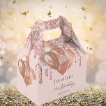 Birthday rose gold blush pink balloons favor box<br><div class="desc">Elegant, classic, glamourous and girly for a 21st (or any age) birthday party favours. A girly blush pink, rose gold background colour. On the front and the back: Personalize and add a name, age 21 and a date. The name is written with a modern hand lettered style script. Decorated with...</div>