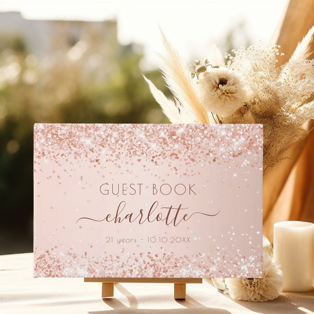 Birthday rose gold blush pink guest book (Creator Uploaded)