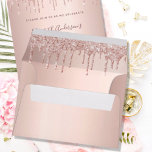Birthday rose gold drips<br><div class="desc">Girly and glamourous. A rose gold background with elegant rose gold drips,  paint drip look. Templates for a name and address. The name is written with a modern and trendy handlettered style script. Grey coloured letters.  Perfect for birthday party invitations!</div>