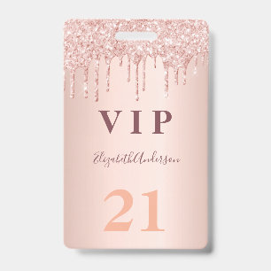 Birthday rose gold drips pink vip badge