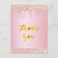 Birthday rose gold glitter drip Thank You