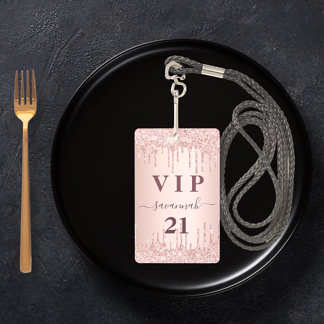 Birthday rose gold glitter drips pink luxury vip badge (Creator Uploaded)