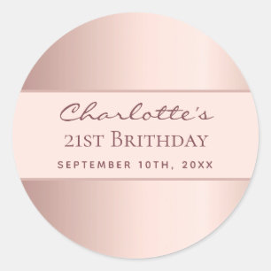 Birthday rose gold monogram elegant simple classic round sticker