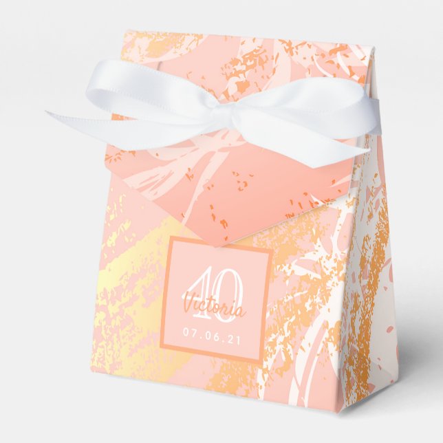 Birthday rose gold palm tree leaves modern favor box (Front Side)
