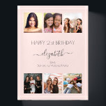 Birthday rose gold photo collage friends paperweight<br><div class="desc">A gift from friends for a woman's 21st birthday, celebrating her life with a collage of 6 of your high quality photos of her, her friends, family, interest or pets. Personalize and add her name, age 21 and your names. Dark grey text. A girly rose gold, blush pink background colour....</div>