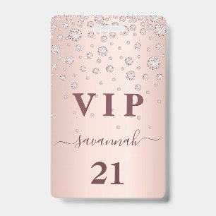 Birthday rose gold pink monogram vip luxury badge