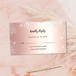 Birthday rose gold silver glitter party RSVP Enclosure Card<br><div class="desc">A faux rose gold metallic looking background,  decorated with sparkling faux silver glitter sparkles.
On the front: Personalize and add the reply by date.
Back: add a name,  event and date of the event.</div>