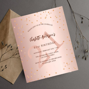 Birthday rose gold stars invitation