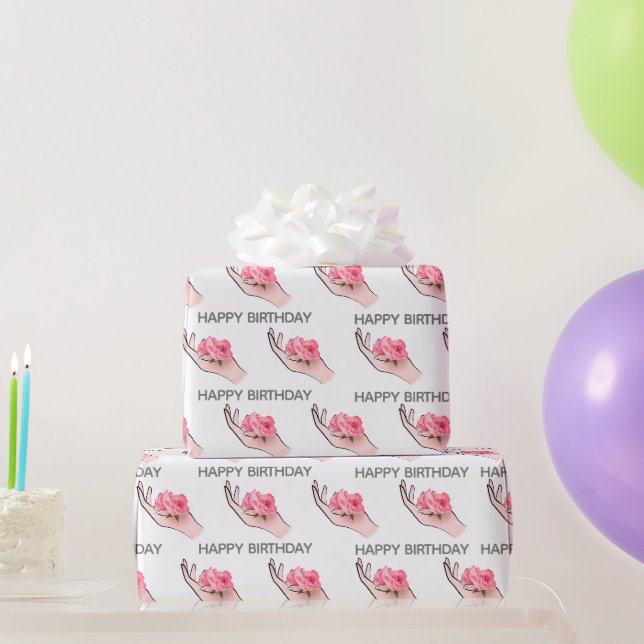 Birthday Rose In Hand  Wrapping Paper (Party Gifts)