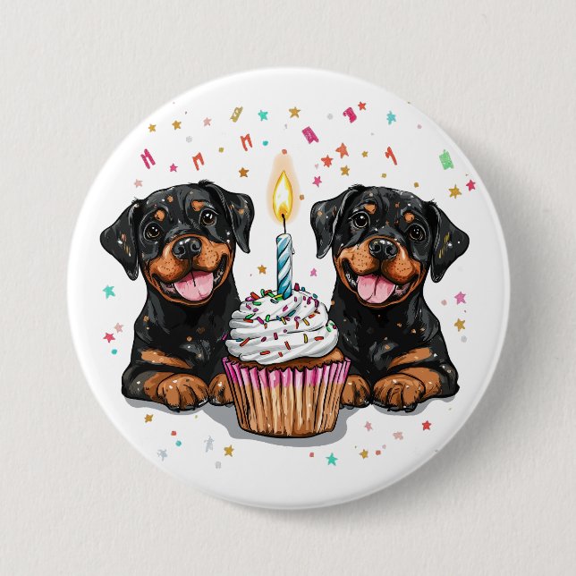 Birthday Rottweiler Dogs 3 Inch Round Button (Front)