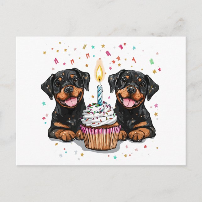 Birthday Rottweiler Dogs Postcard (Front)