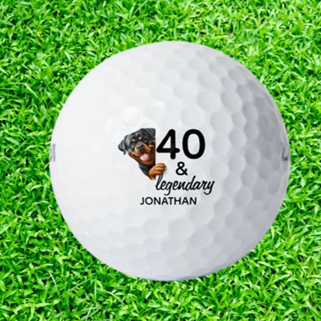  Birthday   Rottweiler gift Golf Balls (Celebrate your Rottweiler lover’s birthday with unique golf balls featuring adorable Rottweiler )
