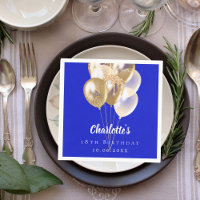 Birthday royal blue gold balloons