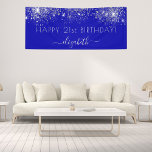 Birthday royal blue silver glitter dust monogram banner<br><div class="desc">For a girly and glamourous 21st (or any age) birthday party. A royal blue background with elegant faux silver dust. Personalize and add a name and age 21. White letters. The name is written with a modern hand lettered style script with swashes. To keep the swashes only delete the sample...</div>