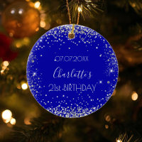 Birthday royal blue silver glitter sparkles