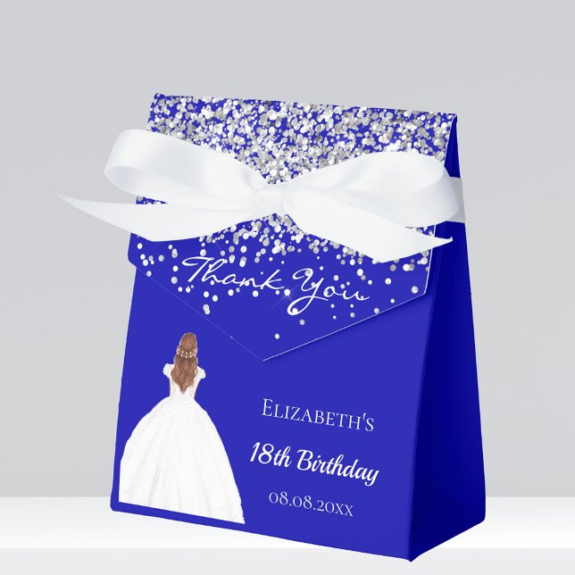Birthday royal blue white dress party favor box (Creator Uploaded)