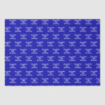 Birthday royal blue white name script minimalist tissue paper<br><div class="desc">Royal blue background,  white text. Personalize and add a name and age.  A modern hand lettered style script.</div>